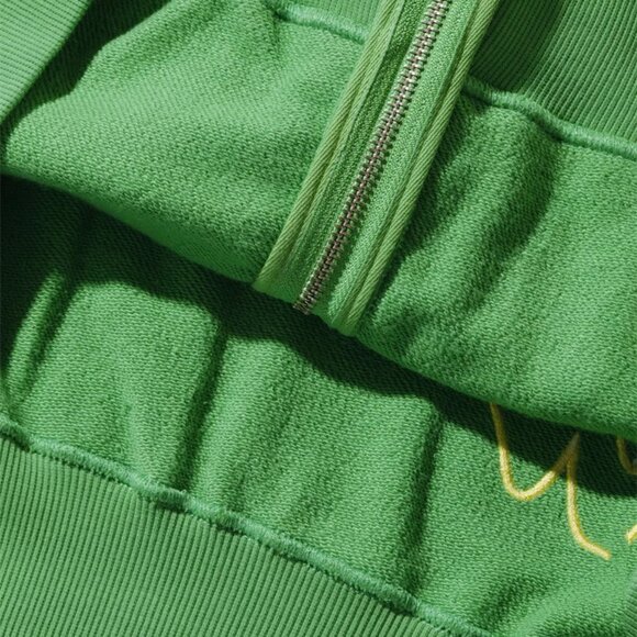 X Large Green Zip Up Hoodie Men's - Picture 4 of 5